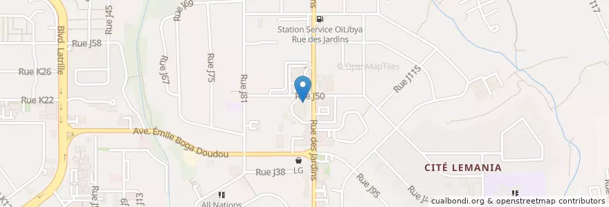 Mapa de ubicacion de Pharmacie Vallon en コートジボワール, アビジャン, Cocody.