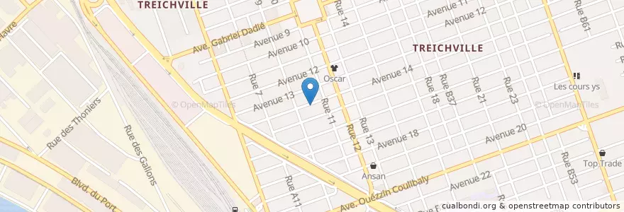 Mapa de ubicacion de Restaurant en Costa D'Avorio, Abidjan, Treichville.