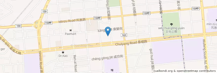 Mapa de ubicacion de 新榮戲院 en 台湾, 台湾省, 嘉義市, 嘉義県, 西区.
