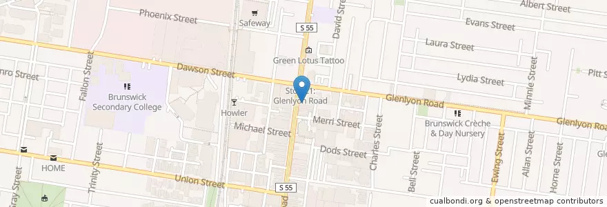 Mapa de ubicacion de Cafe Marcella en Australien, Victoria, City Of Moreland.