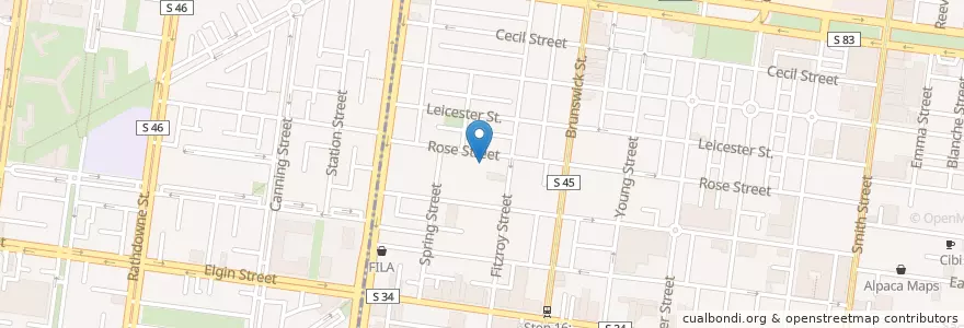 Mapa de ubicacion de Rose Street Artist Market en استرالیا, Victoria, City Of Yarra.