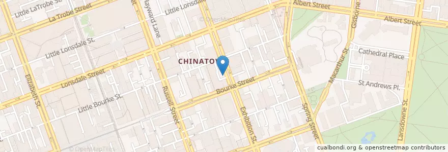 Mapa de ubicacion de Indi Ho’s Restaurant en オーストラリア, ビクトリア, City Of Melbourne.