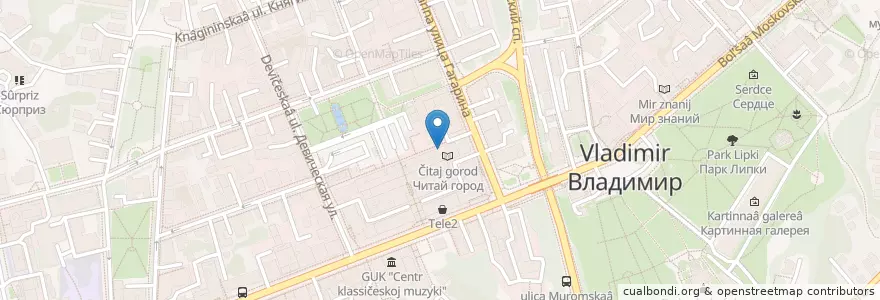 Mapa de ubicacion de Тоня и её пельмени en Rusia, Distrito Federal Central, Óblast De Vladímir, Городской Округ Владимир.
