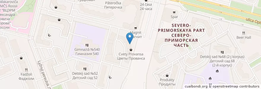 Mapa de ubicacion de Суши Wok en Russland, Föderationskreis Nordwest, Oblast Leningrad, Sankt Petersburg, Приморский Район, Округ № 65.
