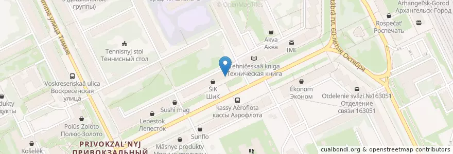 Mapa de ubicacion de Авангард en Russia, Northwestern Federal District, Arkhangelsk Oblast, Primorsky District, Городской Округ Архангельск.