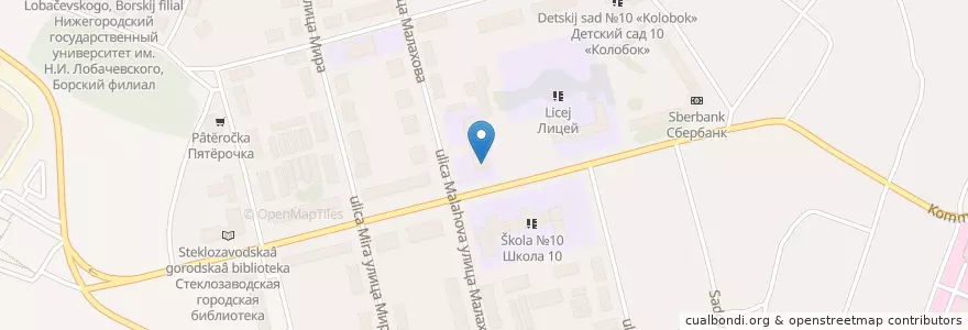 Mapa de ubicacion de УПК en Rusya Federasyonu, Приволжский Федеральный Округ, Nijniy Novgorod Oblastı, Городской Округ Бор.