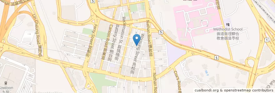 Mapa de ubicacion de 成興大排檔 en China, Cantão, Hong Kong, Kowloon, Novos Territórios, 油尖旺區 Yau Tsim Mong District.