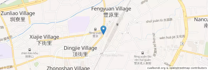 Mapa de ubicacion de Okamachi en Taiwan, Taichung, Distretto Di Fengyuan.