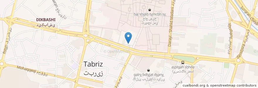 Mapa de ubicacion de Falafel en 이란, استان آذربایجان شرقی, شهرستان تبریز, بخش مرکزی شهرستان تبریز, تبریز.