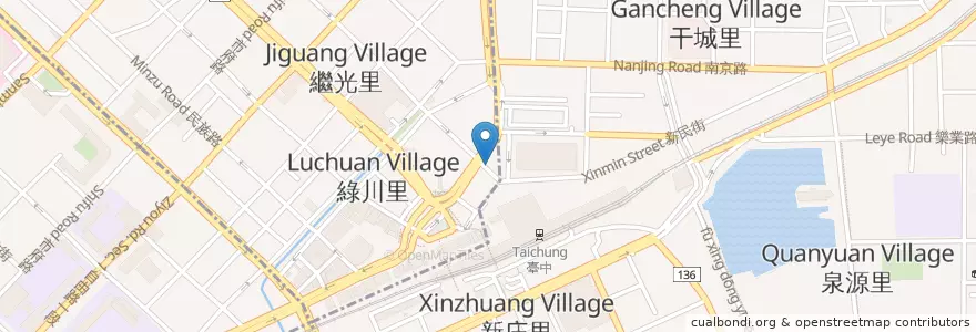 Mapa de ubicacion de Hong Ya en تايوان, تاي شانغ, 東區.
