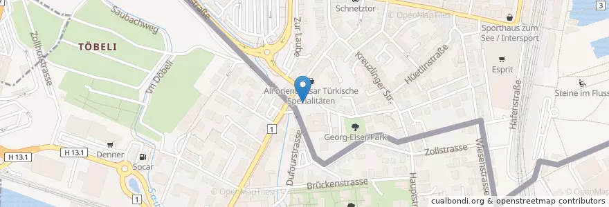 Mapa de ubicacion de stadtmobil Südbaden en Germania, Baden-Württemberg, Bezirk Kreuzlingen, Regierungsbezirk Freiburg, Landkreis Konstanz, Kreuzlingen, Verwaltungsgemeinschaft Konstanz, Konstanz.