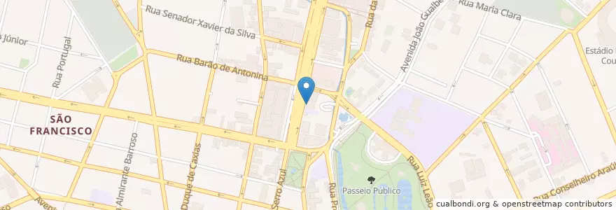 Mapa de ubicacion de Santander en ブラジル, 南部地域, パラナ, Região Geográfica Intermediária De Curitiba, Região Metropolitana De Curitiba, Microrregião De Curitiba, クリチバ.
