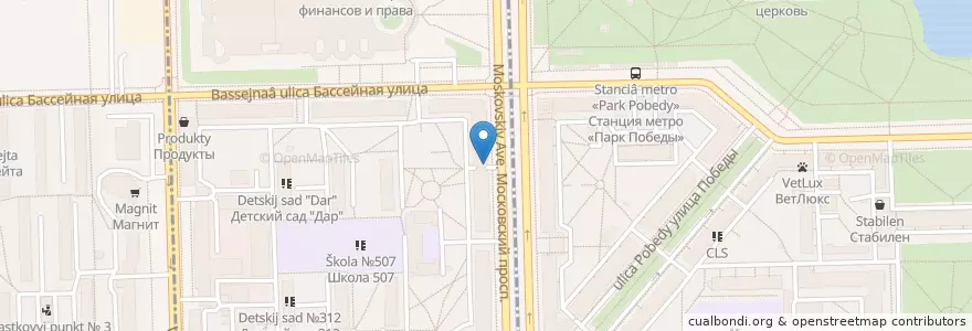 Mapa de ubicacion de Заубер Банк en Russie, District Fédéral Du Nord-Ouest, Oblast De Léningrad, Saint-Pétersbourg, Московский Район, Округ Пулковский Меридиан.