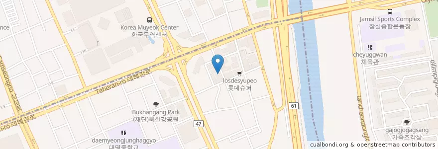 Mapa de ubicacion de 얌샘김밥 en Südkorea, Seoul, 강남구, 대치동, 대치2동.