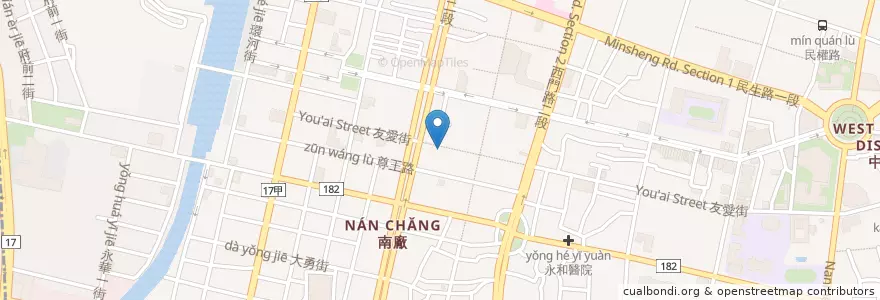 Mapa de ubicacion de 友愛動物醫院 en 臺灣, 臺南市, 中西區.