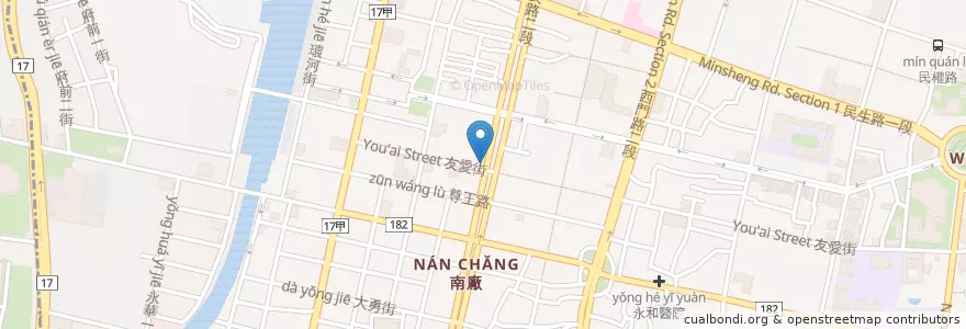 Mapa de ubicacion de 炸雞洋行 en تايوان, تاينان, 中西區.