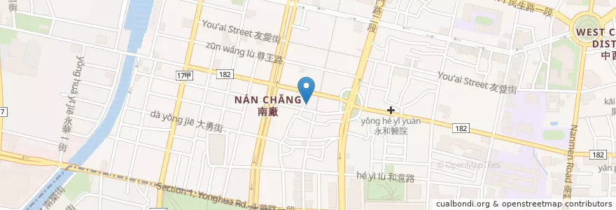 Mapa de ubicacion de 海產粥 en Taiwan, 臺南市, 中西區.