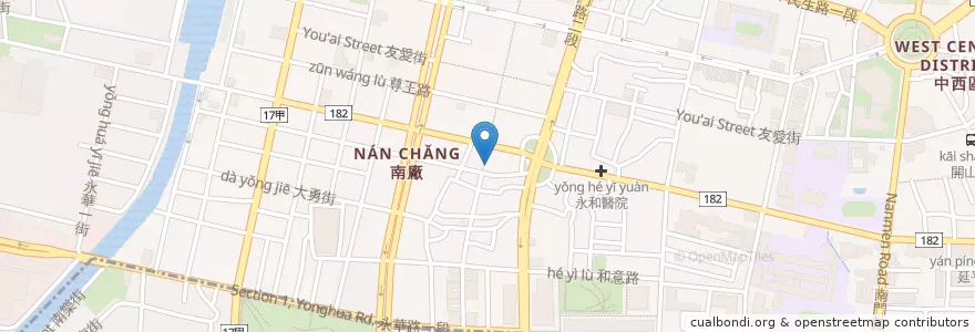 Mapa de ubicacion de 阿桂炒飯炒麵 en تايوان, تاينان, 中西區.