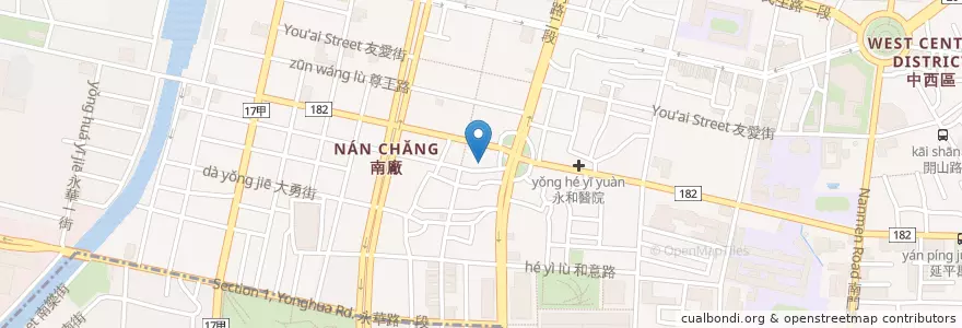 Mapa de ubicacion de 台牛牛肉湯 en Taiwan, Tainan, 中西區.