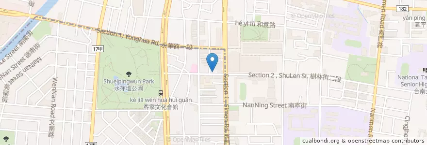 Mapa de ubicacion de 快活慢行咖啡 en Taiwan, Tainan, Zhongxi District, South District.