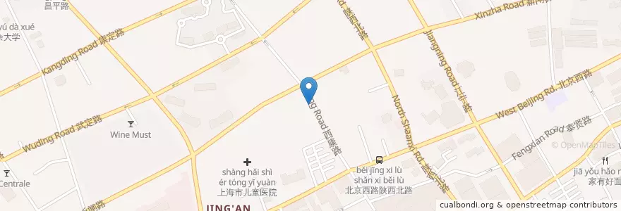 Mapa de ubicacion de 静安区中心医院 en 중국, 상하이, 징안구.