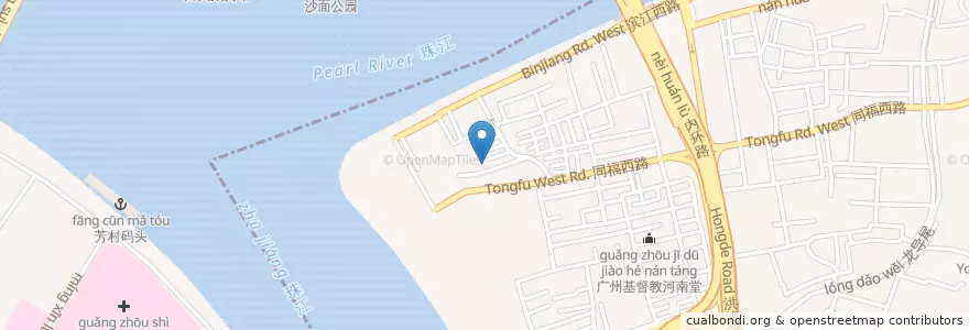 Mapa de ubicacion de 慈爱养老院 en China, Guangdong, Guangzhou City, Haizhu District, 南华西街道.