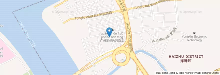 Mapa de ubicacion de 洪德五巷街市 en Çin, Guangdong, 广州市, 海珠区, 南华西街道.