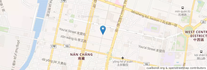 Mapa de ubicacion de 員林肉圓 en 臺灣, 臺南市, 中西區.
