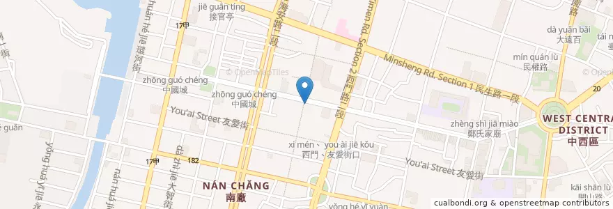 Mapa de ubicacion de 美勝珍 en 臺灣, 臺南市, 中西區.