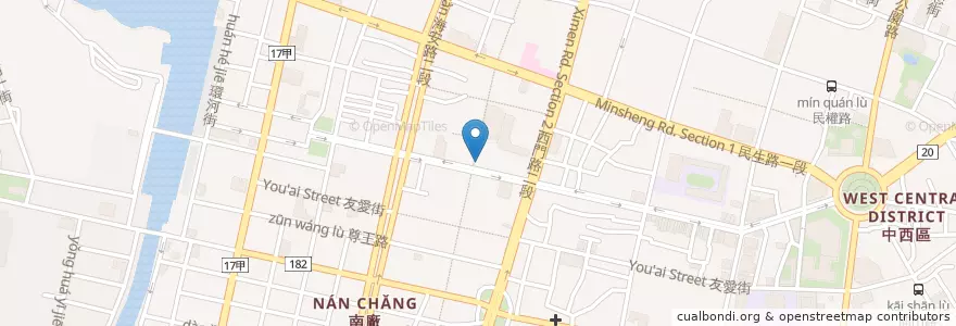Mapa de ubicacion de 誠江號麵線 en 臺灣, 臺南市, 中西區.