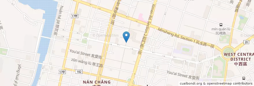 Mapa de ubicacion de 國華美食 en Tayvan, 臺南市, 中西區.