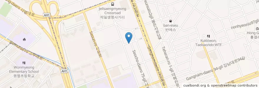 Mapa de ubicacion de 힙합클럽 NB en 大韓民国, ソウル, 瑞草区, 서초동, 서초4동.