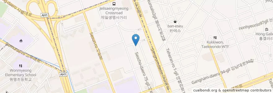 Mapa de ubicacion de 가비아 클럽 en Corea Del Sud, Seul, 서초구, 서초동, 서초4동.