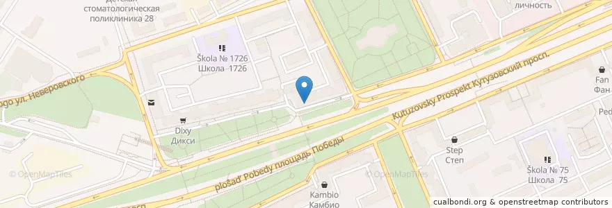 Mapa de ubicacion de Coffeebrain en Rússia, Distrito Federal Central, Москва, Западный Административный Округ, Район Дорогомилово.