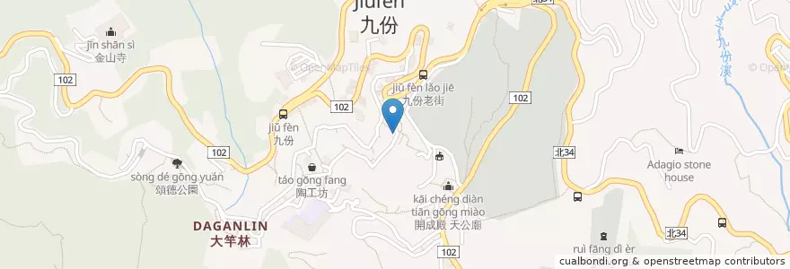 Mapa de ubicacion de 九份阿珠雪在燒 en Taiwan, 新北市, 瑞芳區.