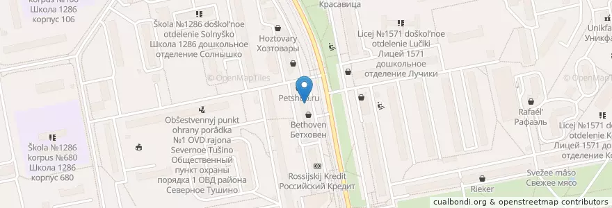 Mapa de ubicacion de Дента-Эль en Rusland, Centraal Federaal District, Moskou, Северо-Западный Административный Округ, Район Северное Тушино.