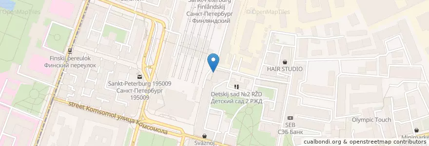 Mapa de ubicacion de Ленинградский буфет en Russia, Northwestern Federal District, Leningrad Oblast, Saint Petersburg, Калининский Район, Финляндский Округ.