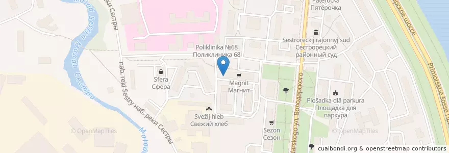 Mapa de ubicacion de Горздрав en Rusland, Северо-Западный Федеральный Округ, Oblast Leningrad, Sint-Petersburg, Курортный Район, Сестрорецк.