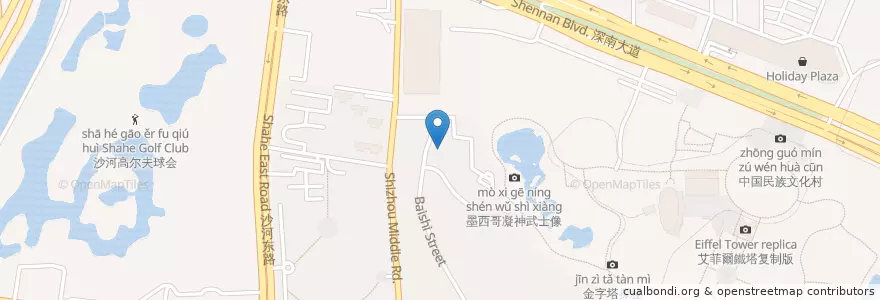 Mapa de ubicacion de 中通快递（普通网点） en 中国, 広東省, 深セン市, 南山区, 沙河街道.