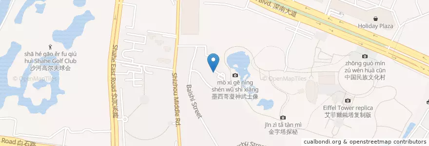 Mapa de ubicacion de 中通快递（二级网点） en 中国, 广东省, 深圳市, 南山区, 沙河街道.