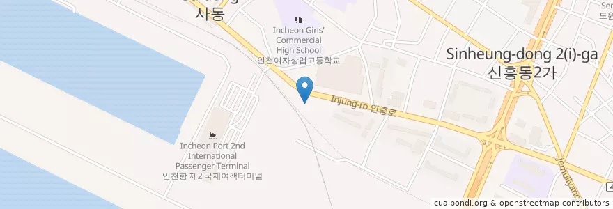Mapa de ubicacion de 대한통운인천주유소 en 大韓民国, 仁川広域市, 中区, 신포동.