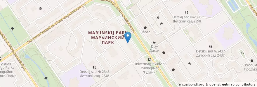 Mapa de ubicacion de Дента-Эль en Rusia, Центральный Федеральный Округ, Москва, Юго-Восточный Административный Округ, Район Марьино.