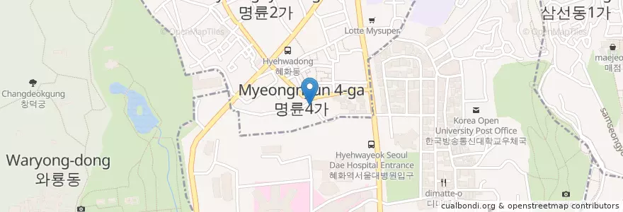 Mapa de ubicacion de 호호식당 en 대한민국, 서울, 종로구, 이화동.