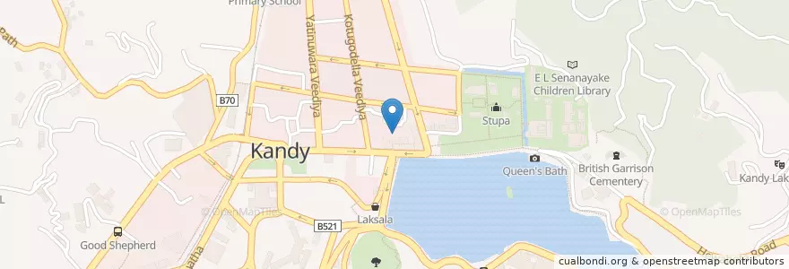 Mapa de ubicacion de Queen's Hotel Parking en ශ්‍රී ලංකාව இலங்கை, මධ්‍යම පළාත, මහනුවර දිස්ත්‍රික්කය.