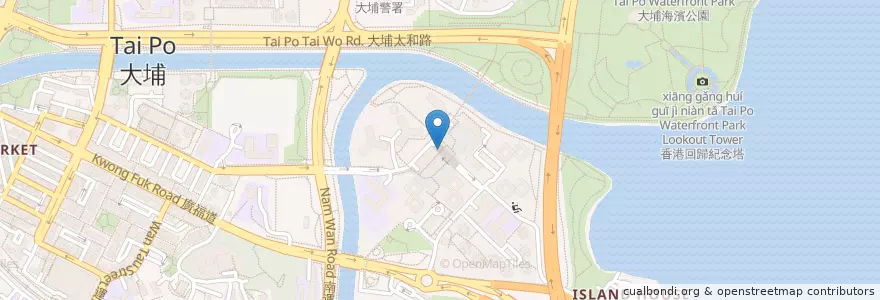 Mapa de ubicacion de 巧手蒸飯包點專門店 en Китай, Гонконг, Гуандун, Новые Территории, 大埔區 Tai Po District.