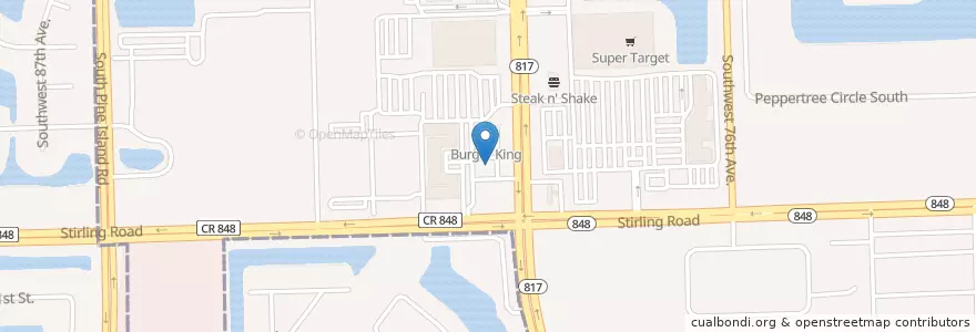 Mapa de ubicacion de Shorty's BBQ en ایالات متحده آمریکا, فلوریدا, Broward County, Davie.