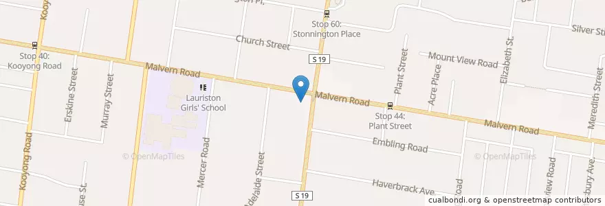 Mapa de ubicacion de Coles Express en Avustralya, Victoria, City Of Stonnington.