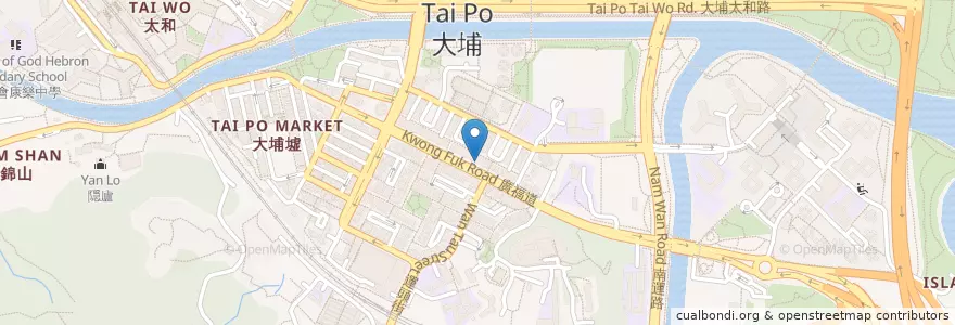 Mapa de ubicacion de 泰國佬 en China, Hong Kong, Cantão, Novos Territórios, 大埔區 Tai Po District.