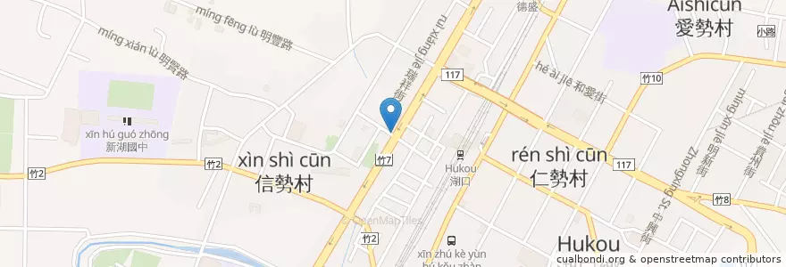 Mapa de ubicacion de 美而美早餐 en Тайвань, Тайвань, Уезд Синьчжу, 湖口鄉.
