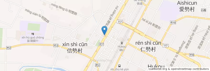 Mapa de ubicacion de 弘爺漢堡 - 湖口成功店 en 타이완, 타이완성, 신주 현, 후커우 향.